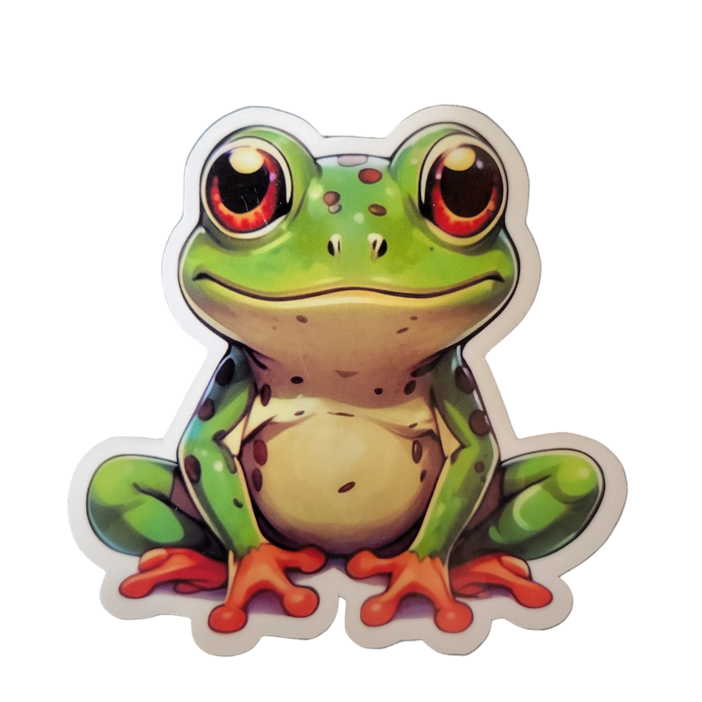 Green Frog Vinyl Sticker