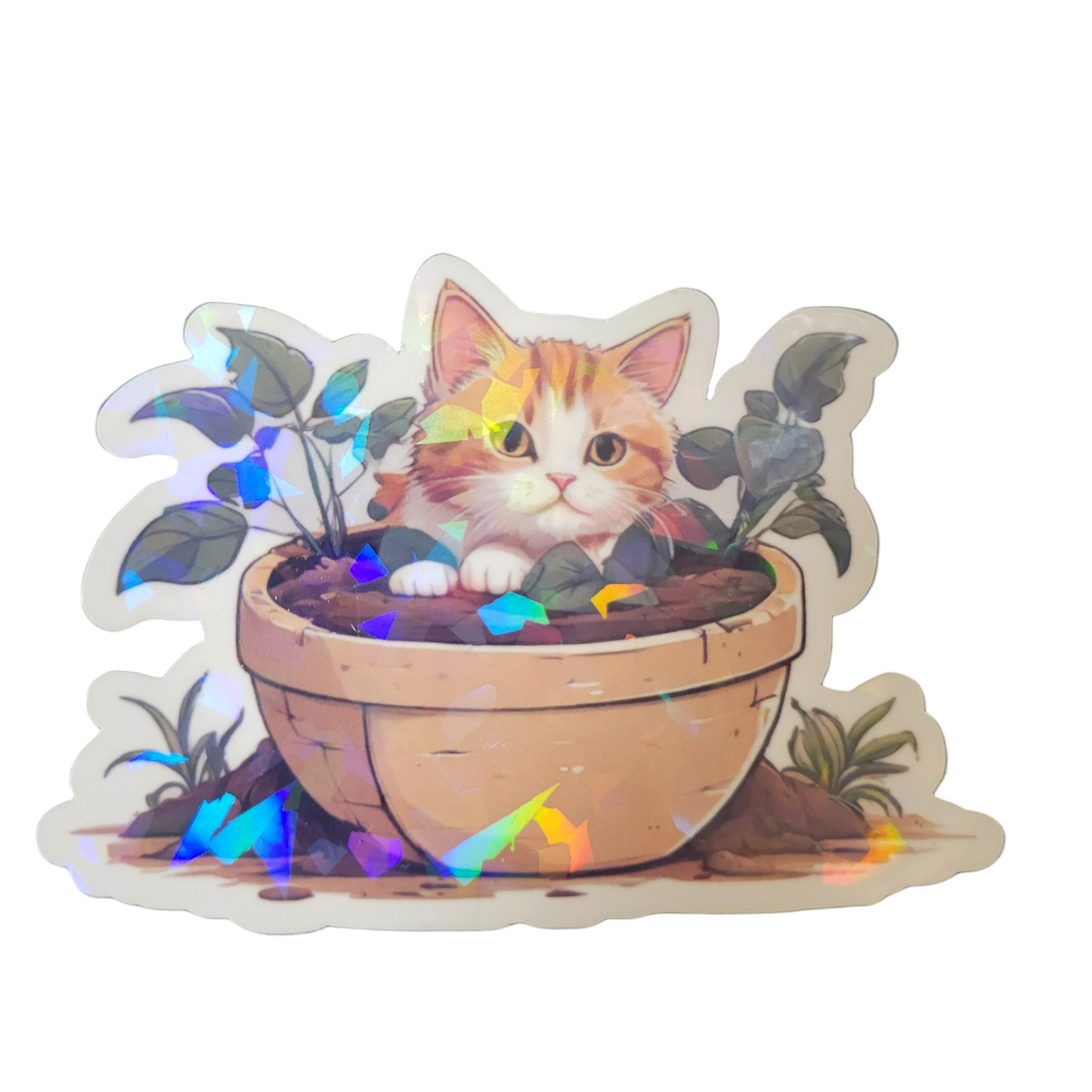 Cat in the Pot Vinyl Sticker