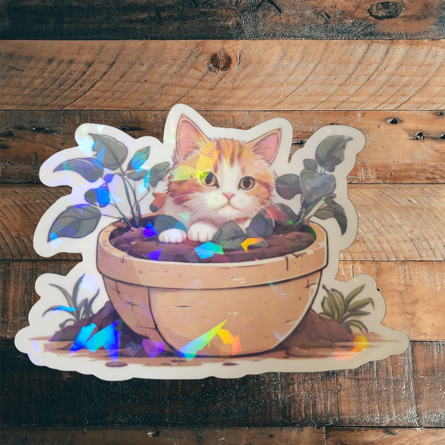 Cat in the Pot Vinyl Sticker