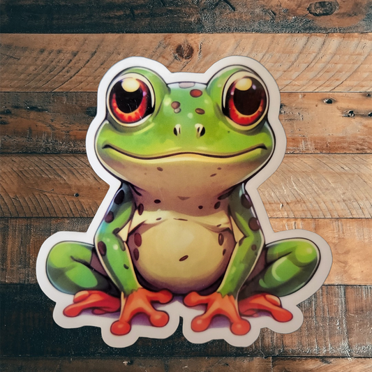 Green Frog Vinyl Sticker