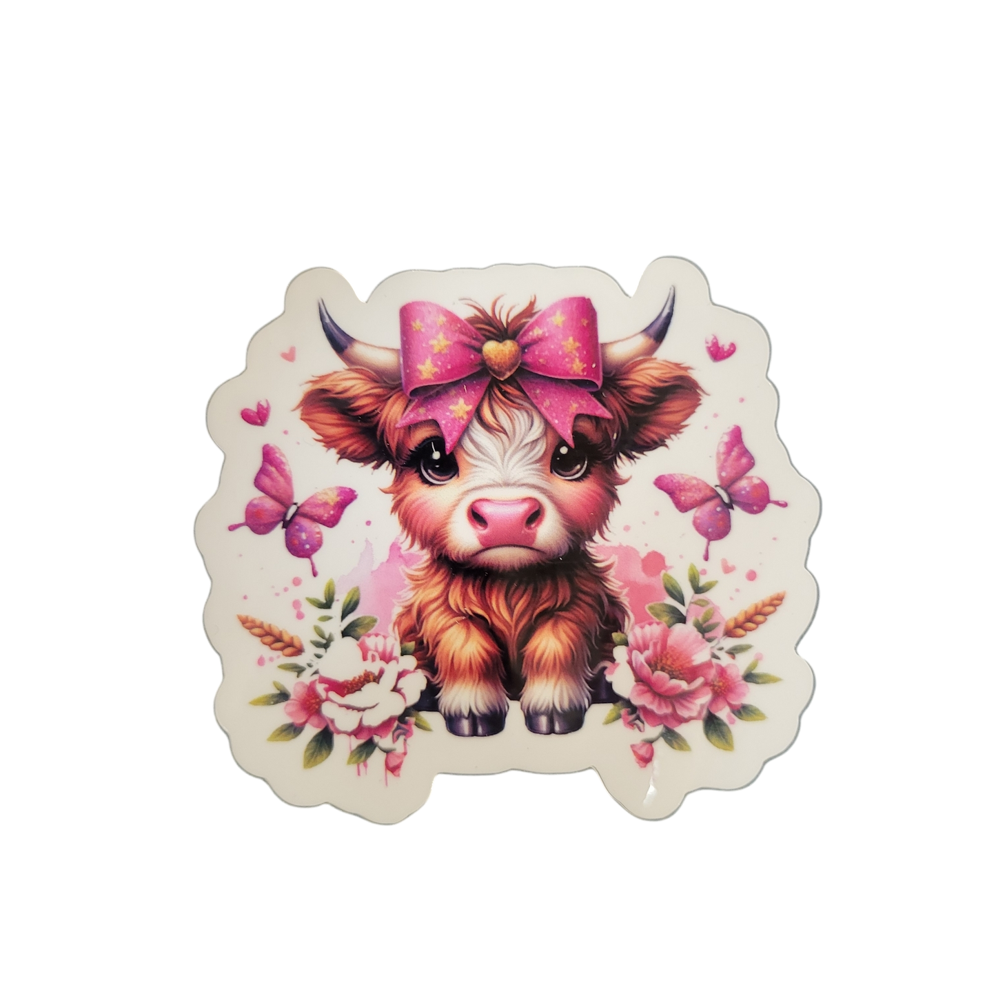 Pink Highland Cow Vinyl Sticker