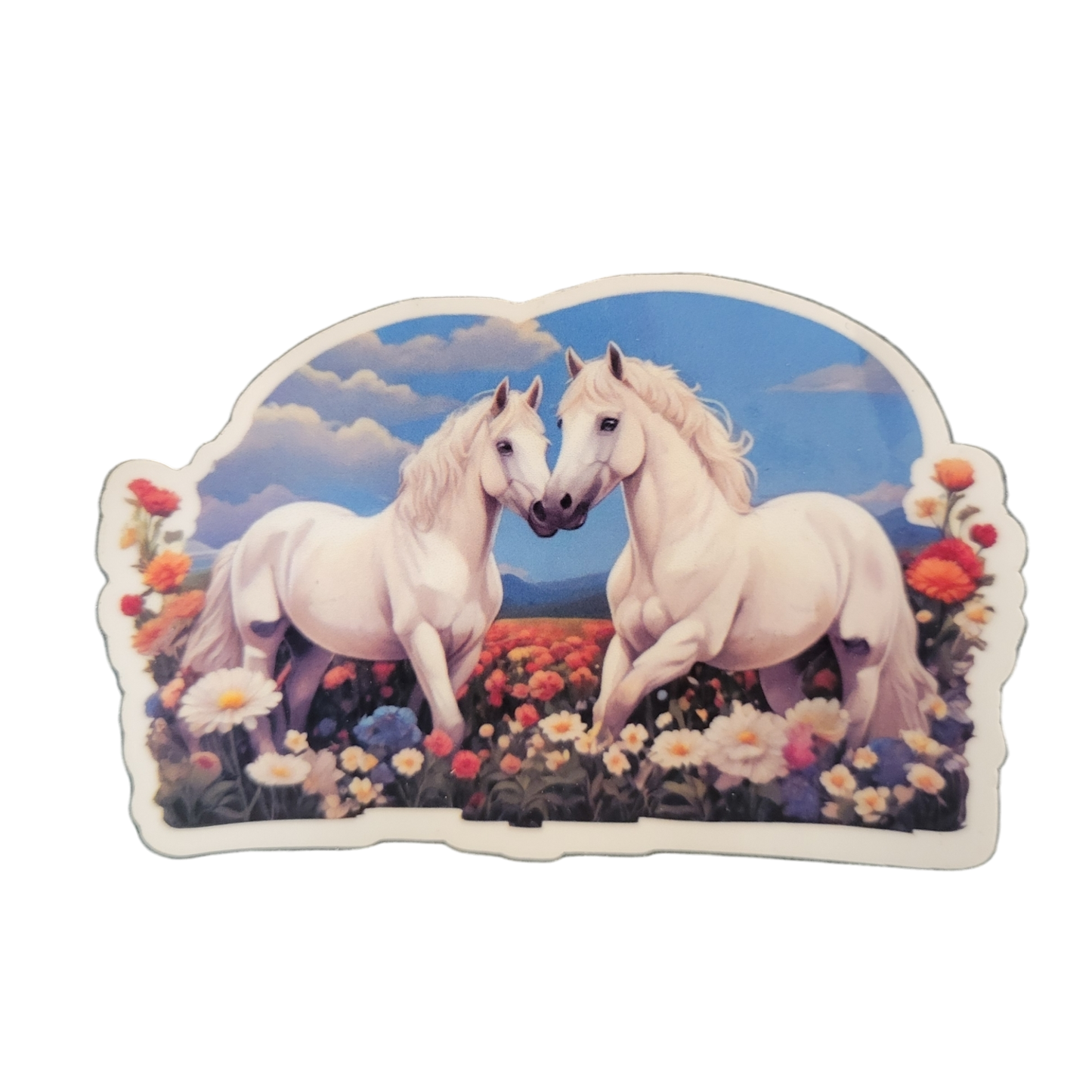 White Horses Vinyl Sticker