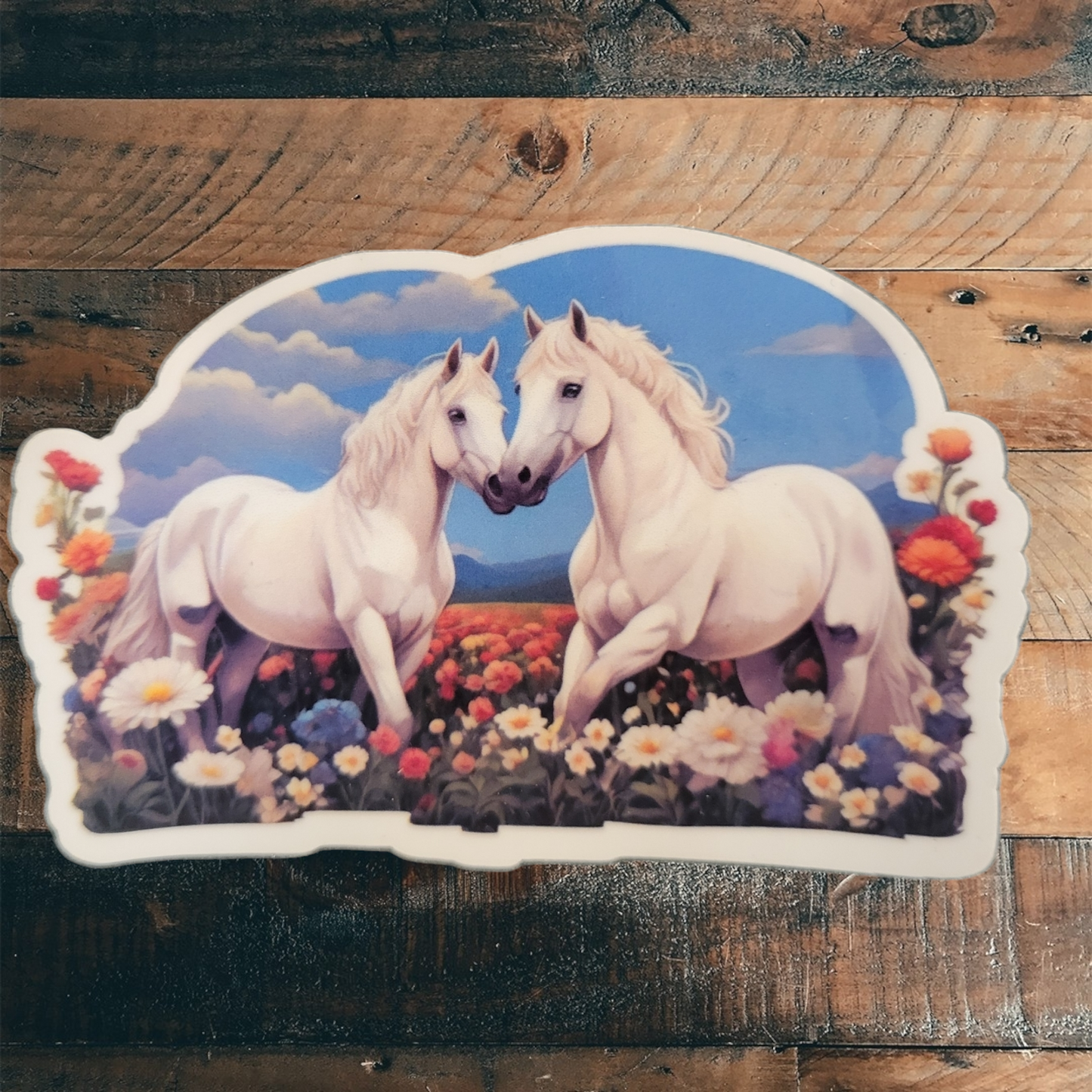 White Horses Vinyl Sticker