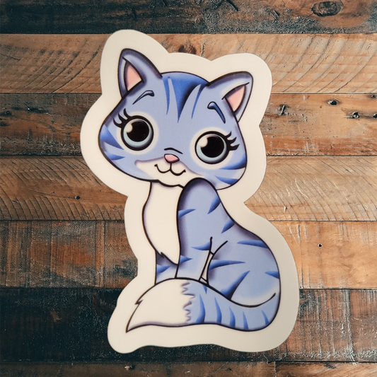 Blue Cat Vinyl Sticker