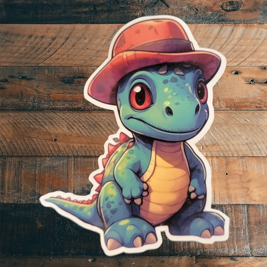 Dino with hat Vinyl Sticker